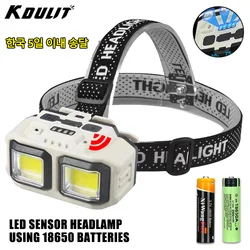 Krachtige Cob Led Koplamp Usb Oplaadbare Kop Zaklamp Hoofdlamp 18650 Batterij Waterdichte Koplamp Camping Vissen Lantaarn