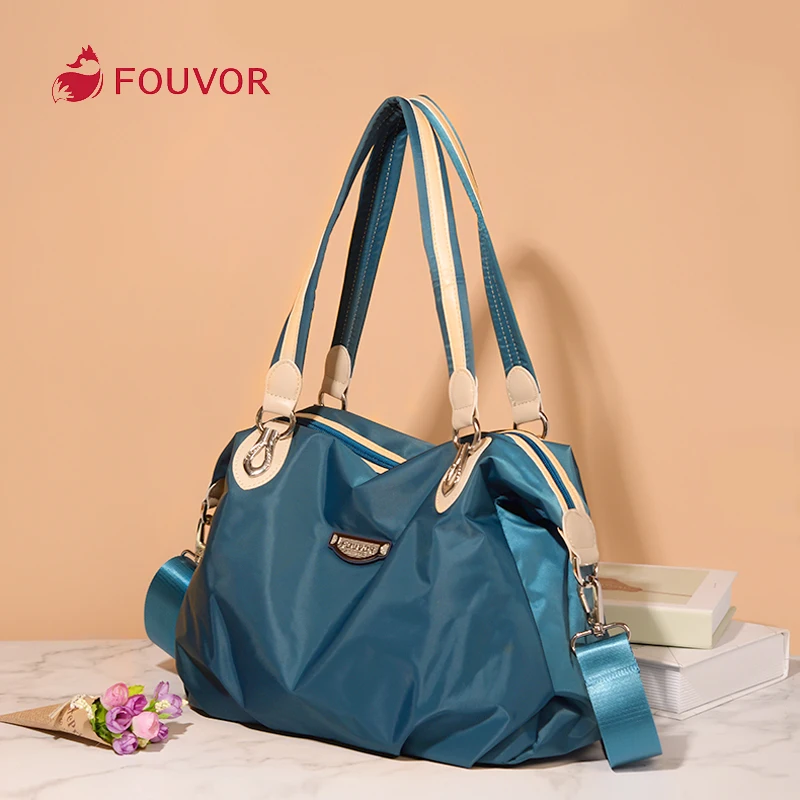 Duże damskie torby Fouvor, nylonowa torba typu tote z zamkiem błyskawicznym, wodoodporna torba na ramię z tkaniny Oxford, torebka damska, designerska, model 2611-04A