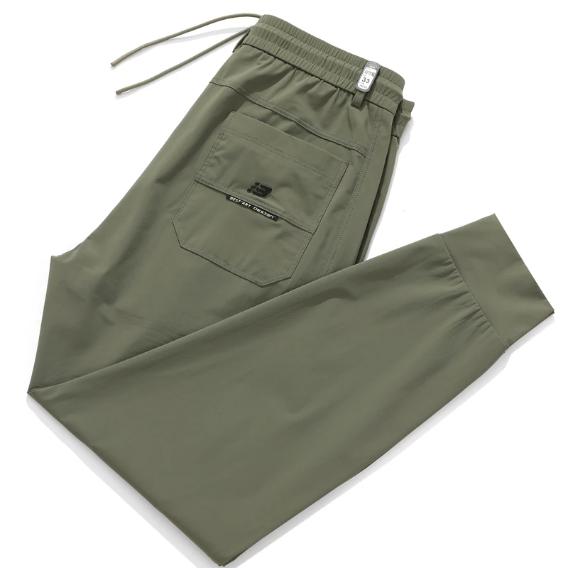 

Ice Silk Qui Dry Men's Sport Pants Summer Thin Breathable Cuffed High End No Ironing Casual Straight Leg Pants