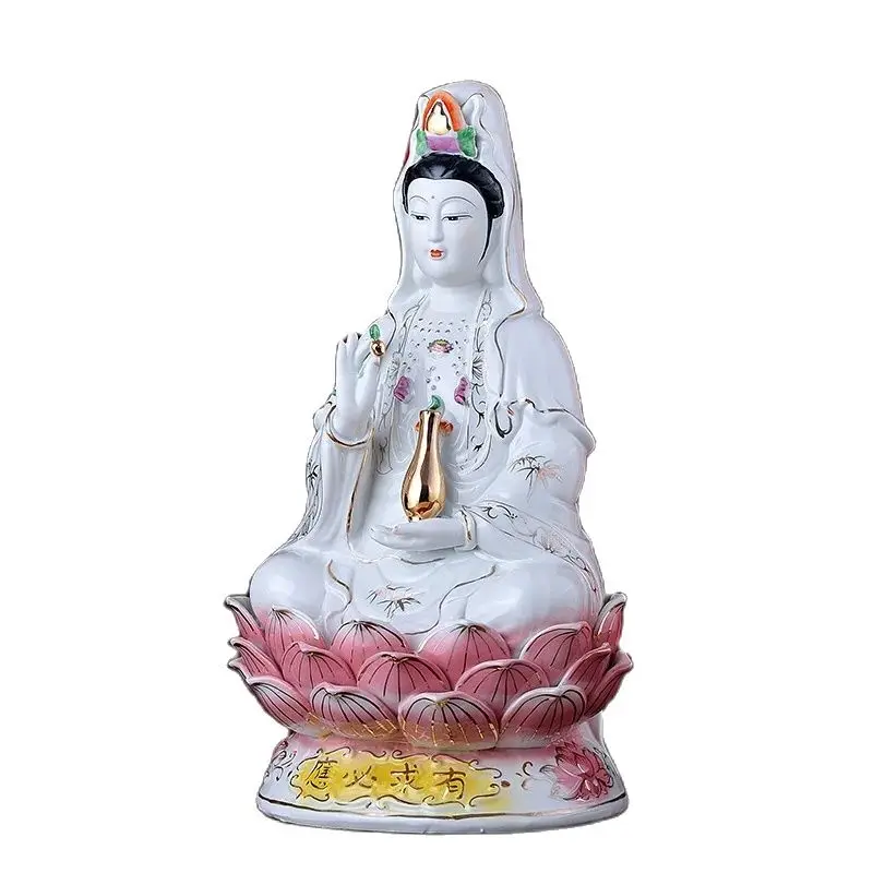 Manufacturers wholesale 10~20-inch gold-painted Buddha Guanyin Bodhisattva Guanyin Buddha craft ceramic Buddha ornaments