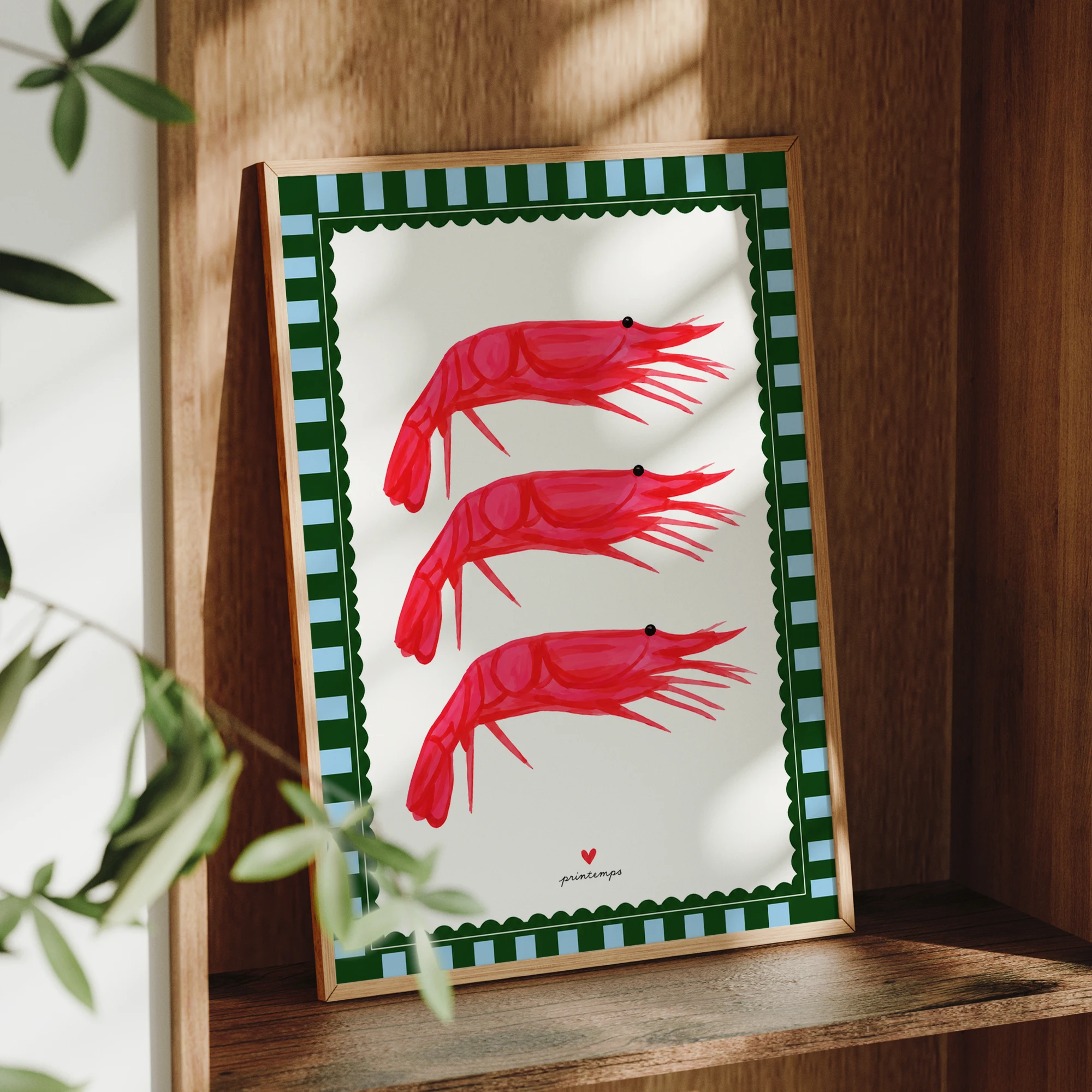 Modern Funny Red Shrimp  Wall Art Print Canvas Painting Poster Picture For Living Room,Bedroom Home Decor