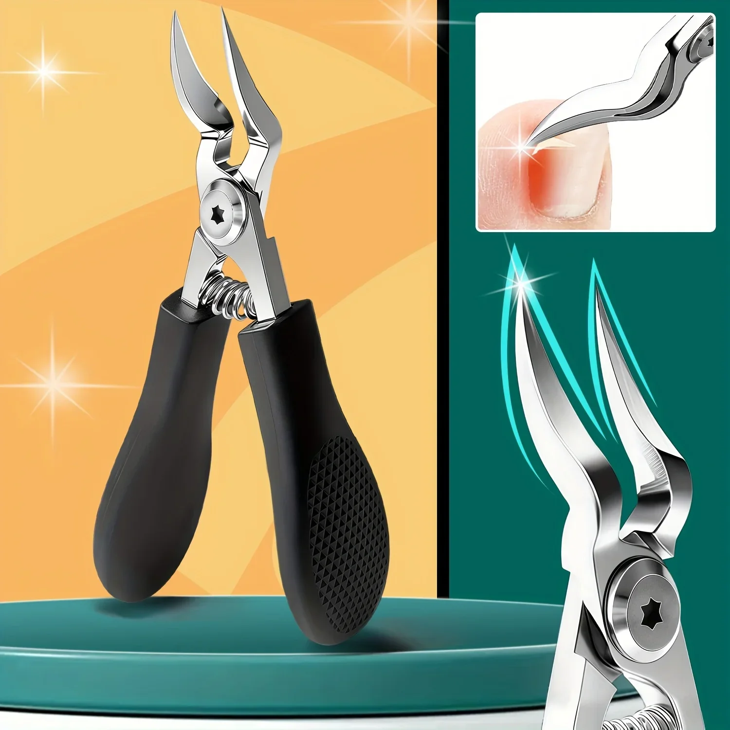Professional Heavy-Duty Steel Toenail Clipper Serrated Blade Durable Trimmer for Thick Ingrown Nails Men Women