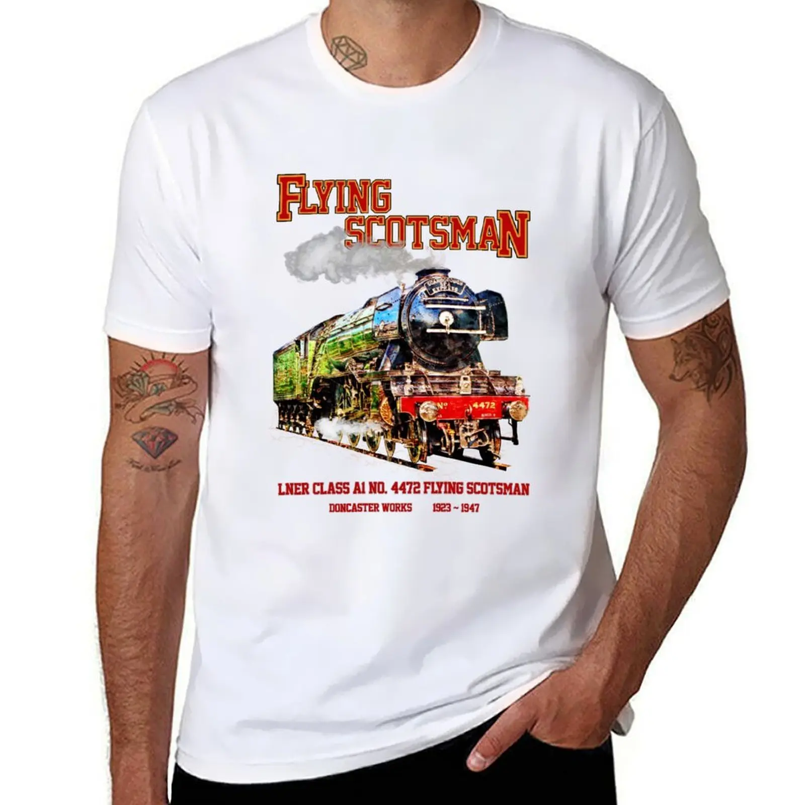 

4472 Flying Scotsman Steam Train Locomotive T-Shirt Summer Casual Loose T-Shirt