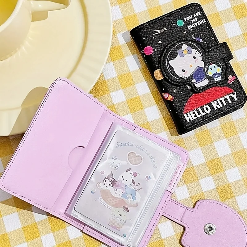 Hellokitty เปลี่ยนกระเป๋า ใหม่ Sanrio กระเป๋าเงิน กระเป๋าสตางค์หนัง Pu Black Cat Cinnamon Roll กระเป๋าใส่เหรียญ Kawaii มีกระดุม