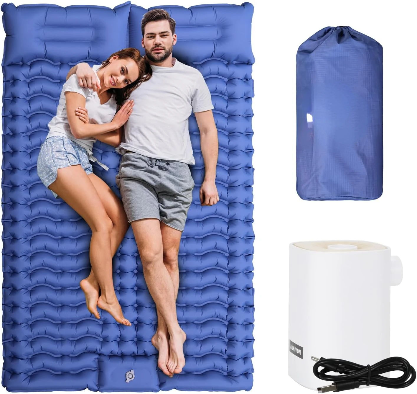 

Double Sleeping Pad for Camping with Mini Full Size Sleeping Pad for Camping 2 Person, 4'' Extra Thickness Camping Mat Gadgets