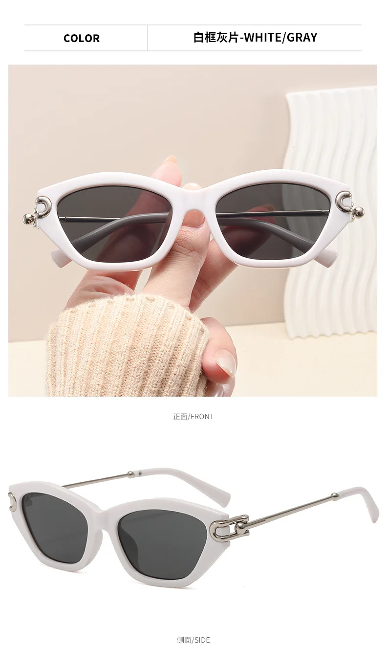 Vintage Elegante Patchwork Cat-Eye-Knoten-Sonnenbrille für Damen Neue Mode Legierung Quadratische Verlaufsgläser Damen-Fahrbrille – Detail 10