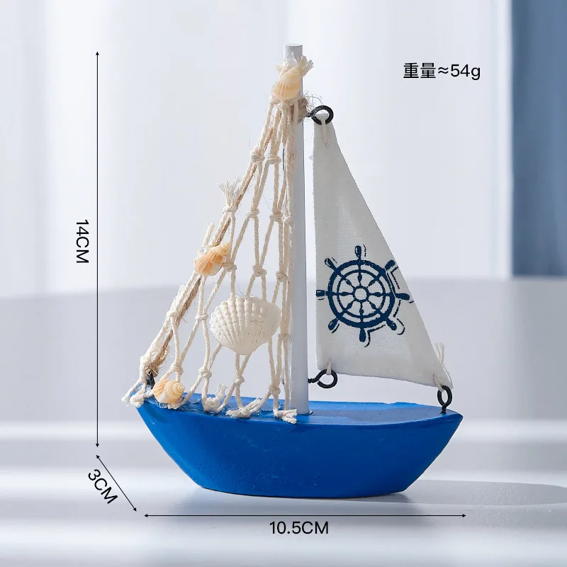 ミニサイボートモデルの装飾、木製のミニチュアセーリングボート、家の