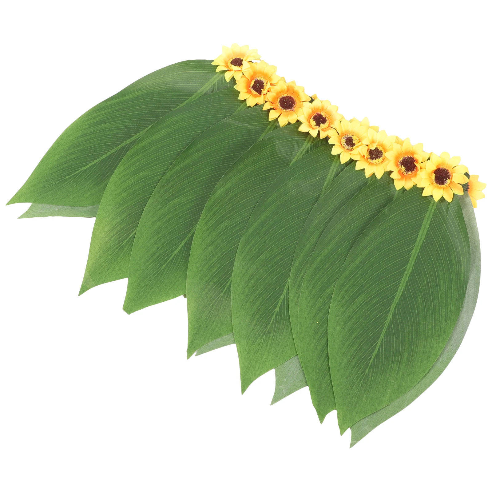 

Simulated Sunflower Wreath Hawaii Leaves Skirt Headband Brightly Adjustable Waistband Party Accessories