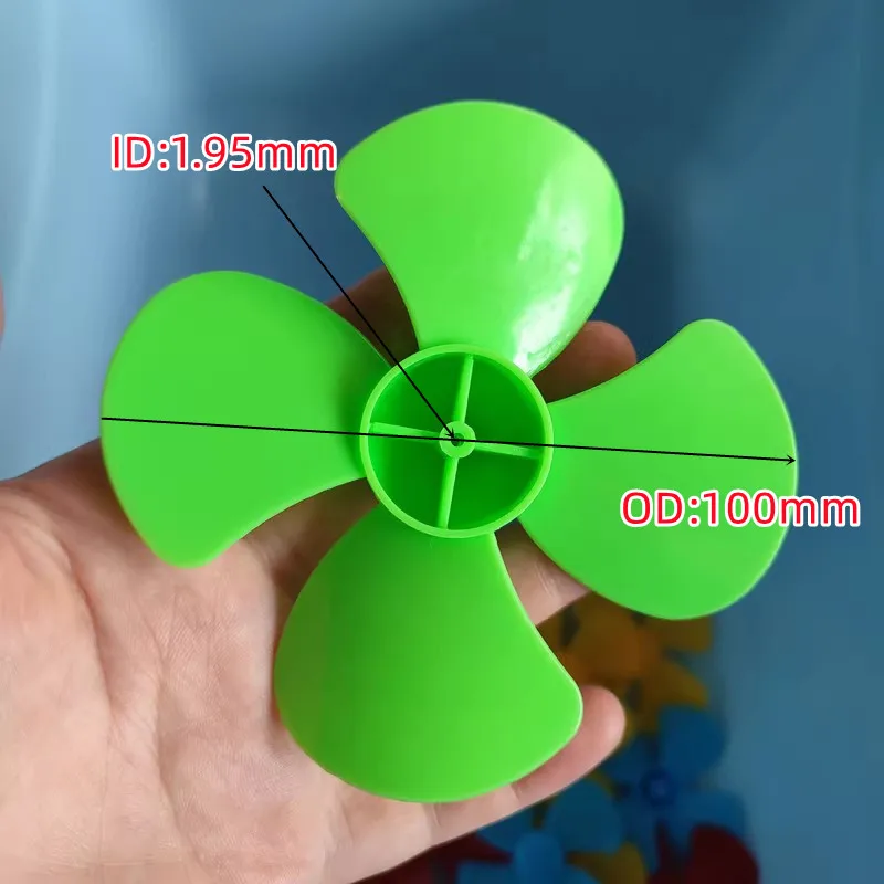 10pcs/Lot 60mm 80mm 100mm Multicolor Four-blade Plastic Propeller Blade Diameter Aperture 1.95mm