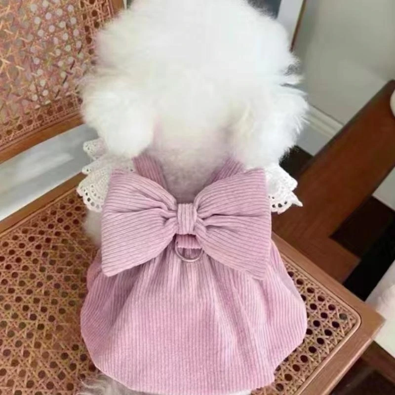 12PD Corduroy Pet Clothing With Practical Leashes Hook Multiple Measurements For Halloweens Christmas Celebration