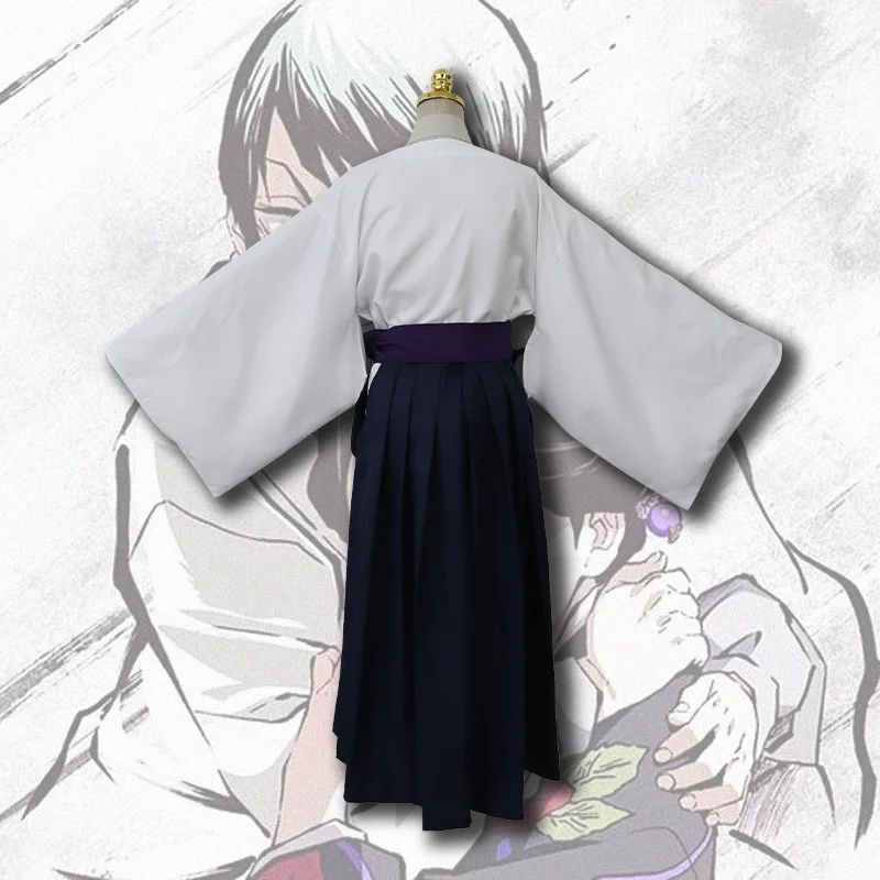 Anime Yushiro Parrucca Cosplay Abito Kimono bianco Camicia Cappotto Pantalone Cintura Vestito Costume di Carnevale di Halloween