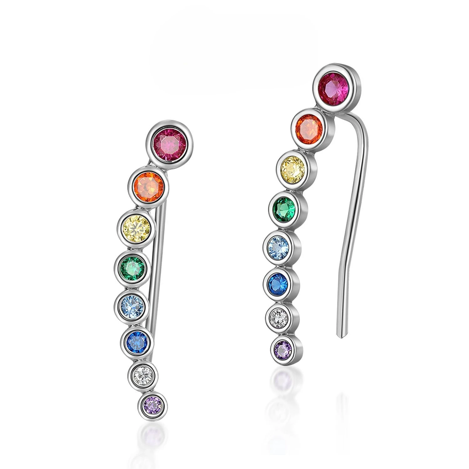 

New S925 Pure Silver European and American Rainbow Bubble Color Zirconia Inlaid Color Treasure Earrings Fashion Wedding Jewelry