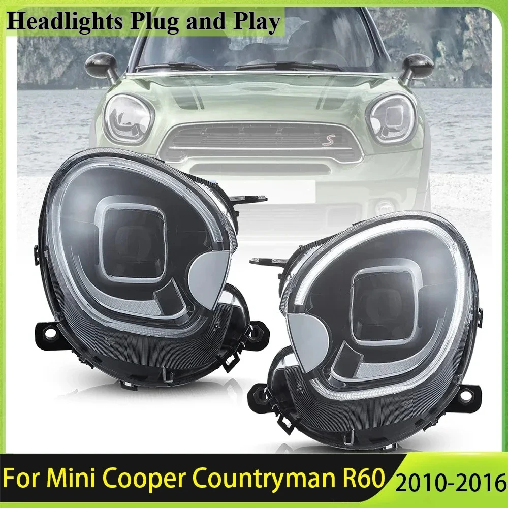 Image of Voll-LED-Scheinwerfer für Mini Cooper Countryman R60 2010-2016 Angel Eye Projektor-Einheit DRL Dynamisches Signal Plug & Play 2 Stück