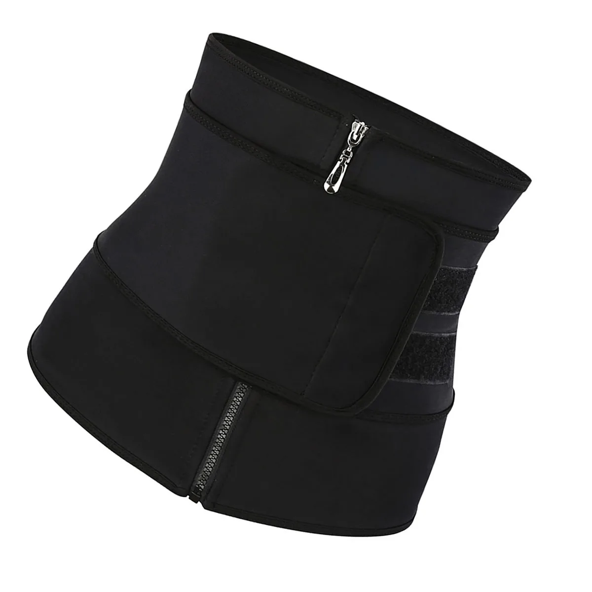 Women Waist Trimmer Belt Zipper Corset Sweat Fitness Tummy Support Slimming Gym Park Daily Use Xl Black