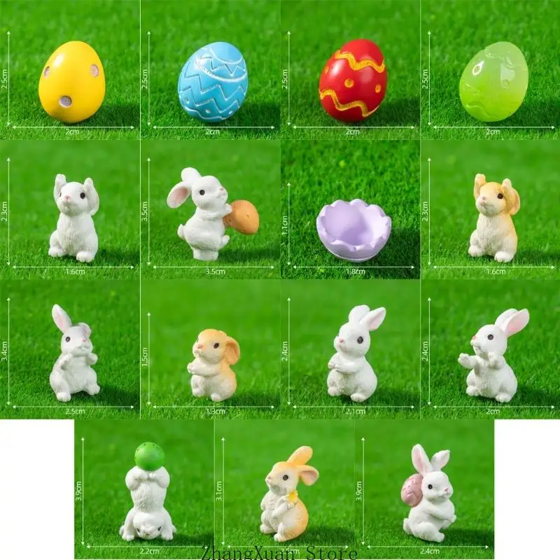Miniatur-Hasen-Eier-Statue, Gartendekoration, Harz, Osterhase, Figur, Spielzeug, Mini-Kuchenaufsatz für Geburtstagsdekoration, 3 – Detail 10