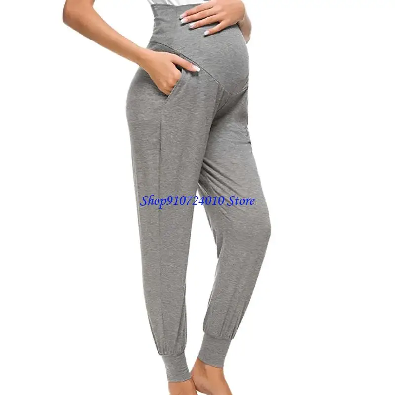 77HD سروال الحمل للتدريبات والملابس الكاجوال بنطلون تمرين الأمومة #4