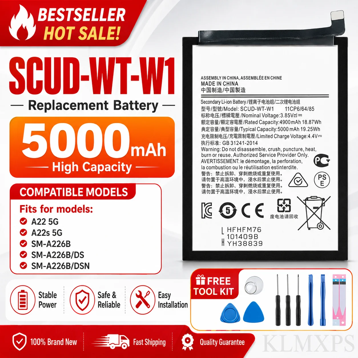 Replacement Battery 4000mAh/5000mAh for Samsung Galaxy A14 5G A22 Replacement Battery 4000mAh/5000mAh for Samsung Galaxy A14 5G A22