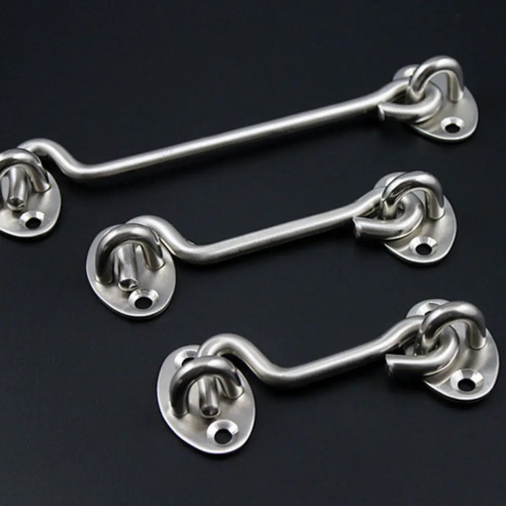 High Quality Stainless Steel Gate Hook Privacy Latch Solid Security Lock For Windows Doors Windproof Stabilizer Accessory