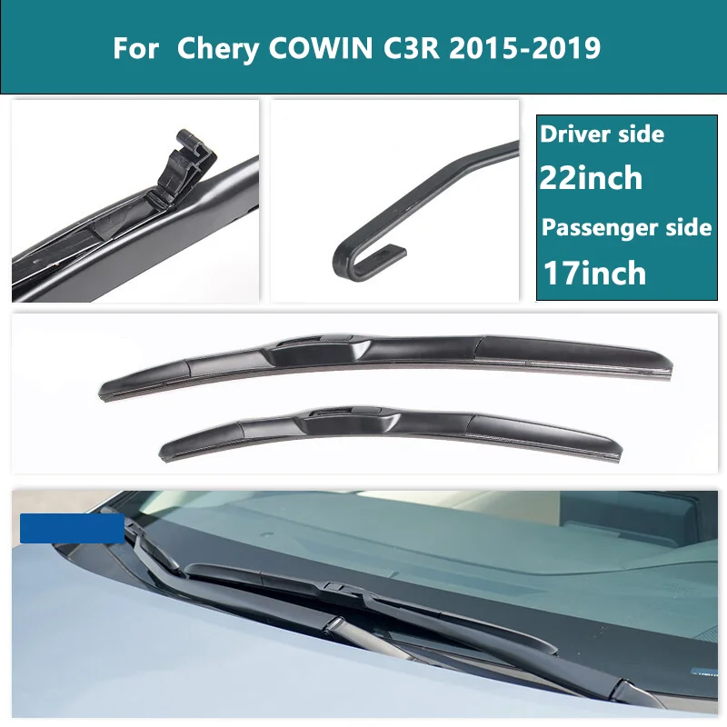 For Chery COWIN C3R Front Rear Wiper Blades Brushes Cutter Accessories J U Hook Wiper 2015 2016 2017 2018 2019