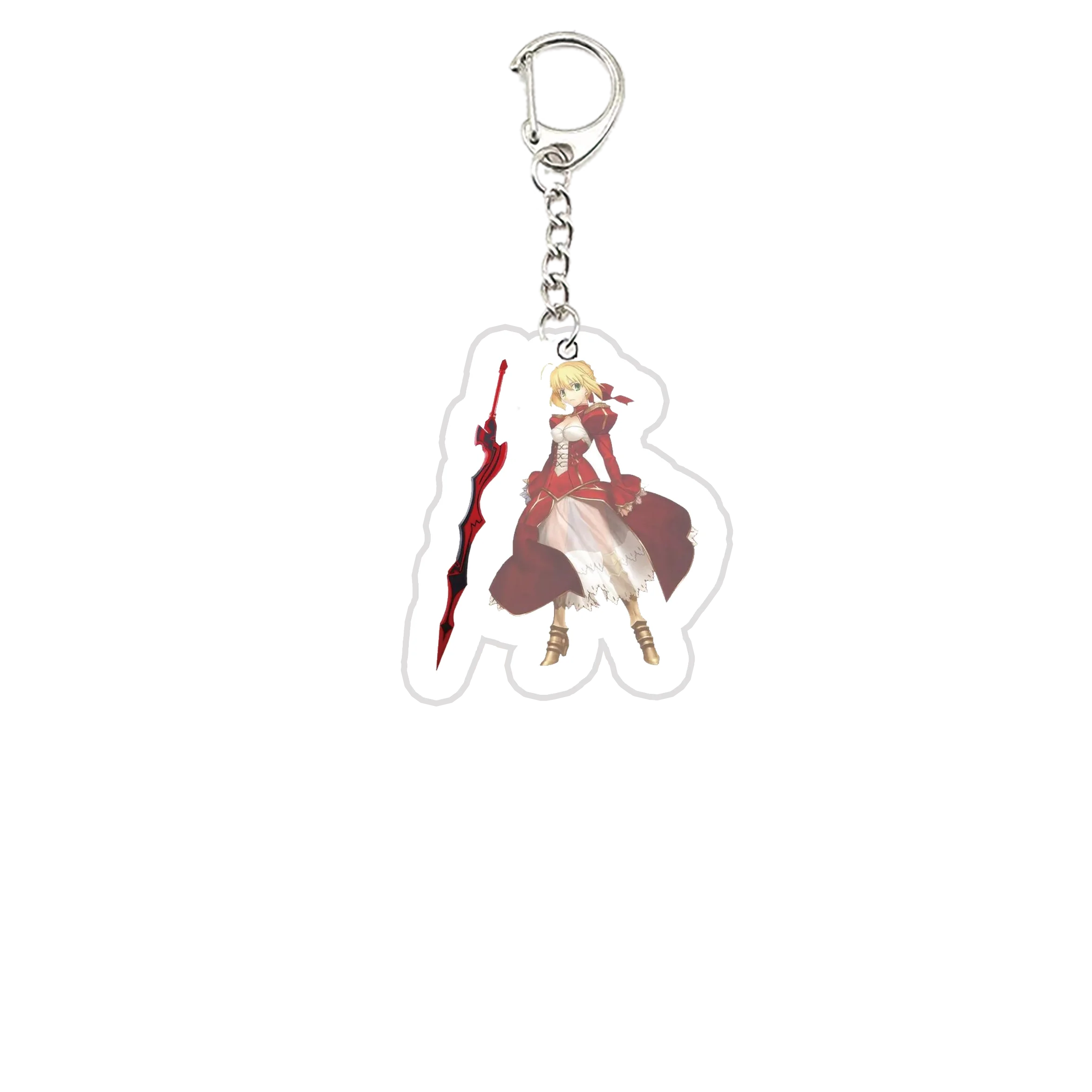 Acrylic Fate Stay Night Keyring Key Chains Cute Artoria Pendragon Saber KeyChain Pendant KeyRing for Accessories Bag Fans Gifts