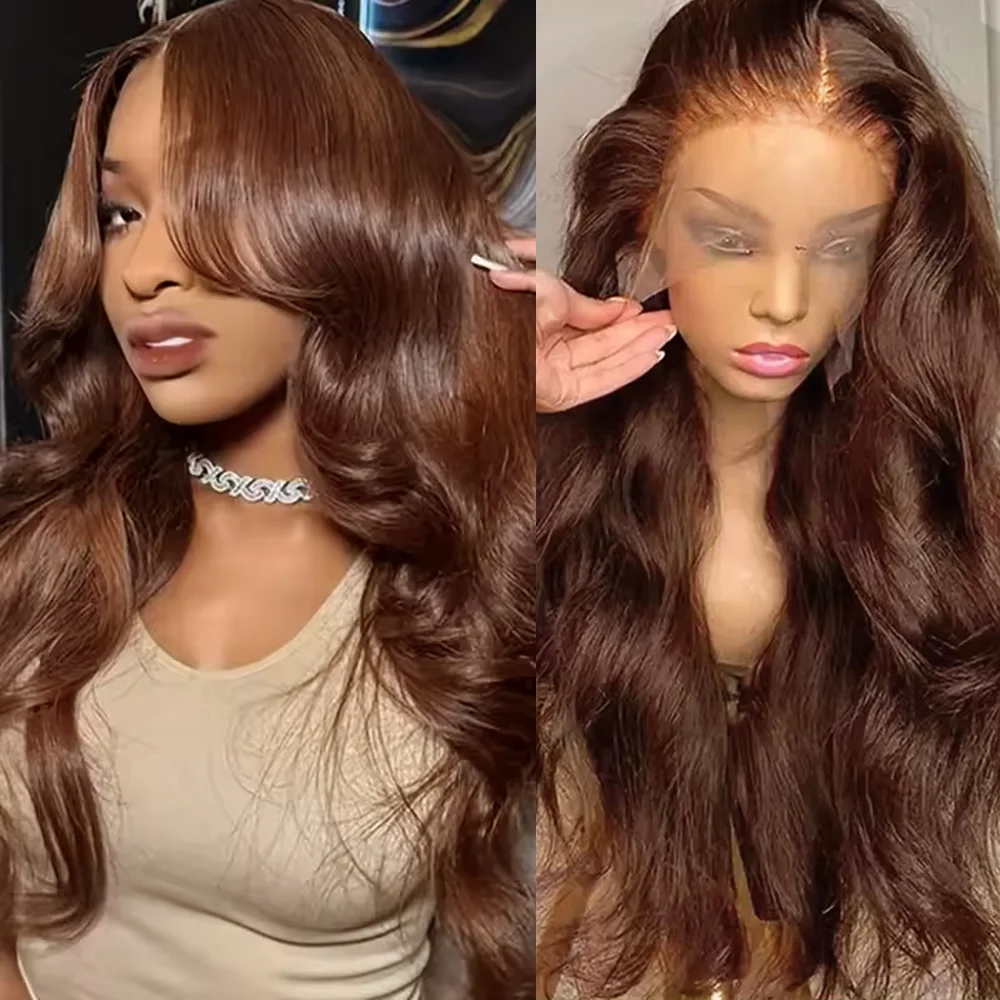 

200 Density Body Wave Chocolate Brown Human Hair Wigs 30 42 Inches 13x4 13x6 HD Lace Frontal Wigs For Women Pre Plucked Hair Wig