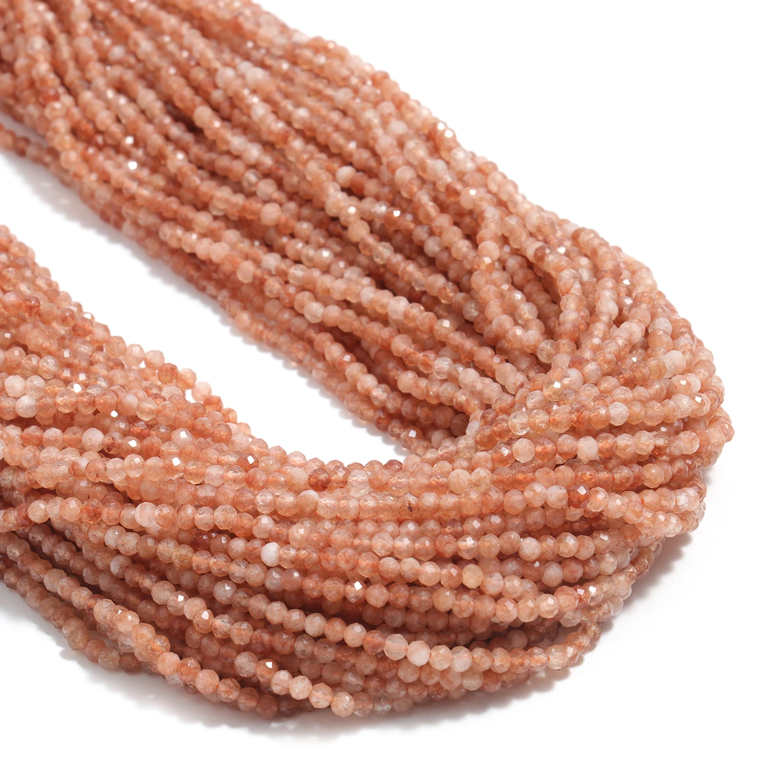 Großhandel Facettierte 2 3 4mm Naturstein-Sonnensteinperlen Runde Kleine Lose Perlen für Schmuckherstellung DIY Armbänder Halsketten – Detail 1