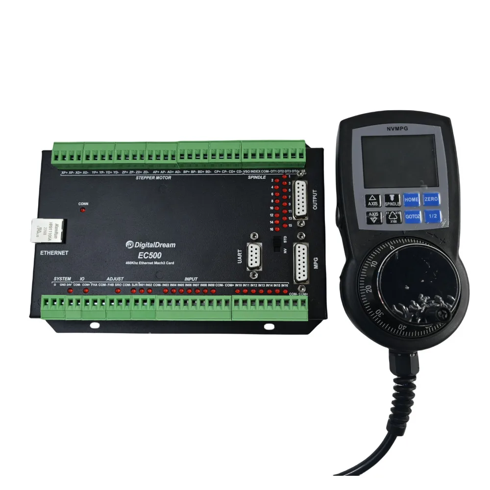 Mach3-Ethernet 3/4/5/6 Axis CNC Motion Controller Ec500 460Khz Milling Machine Motion Control Card With MPG & Digital Display
