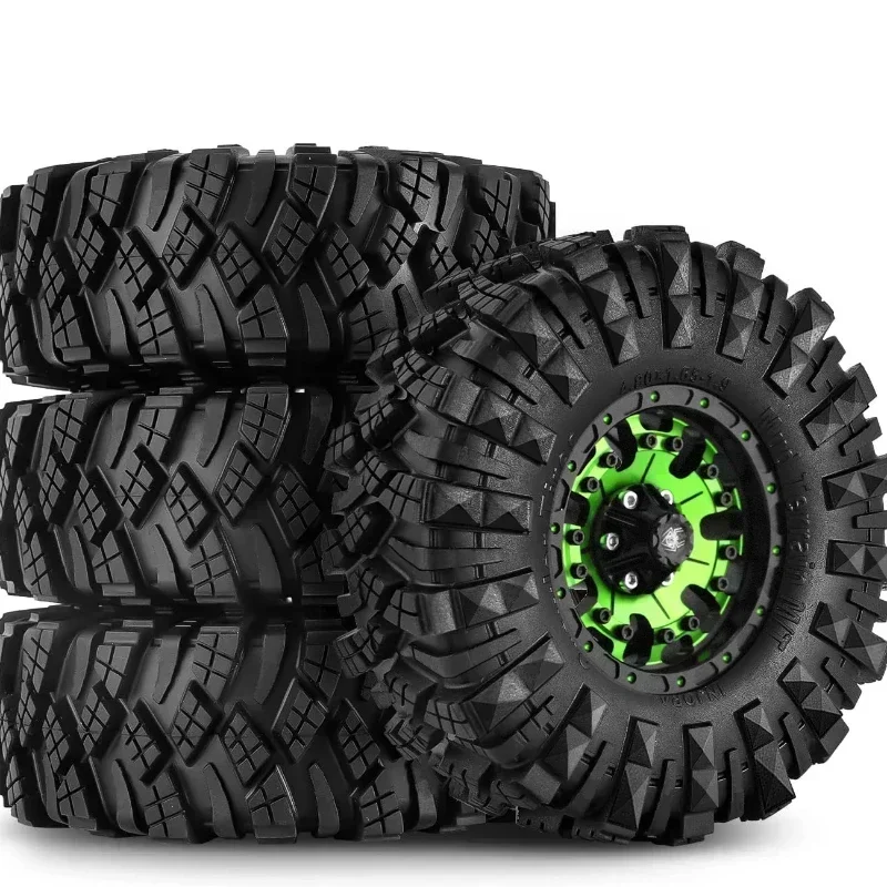 

110mm Metal 1.9" Beadlock Wheel Rim Rubber Tire Set for 1/10 RC Crawler Car TRX4 RC4WD D90 Axial SCX10 Pro MST