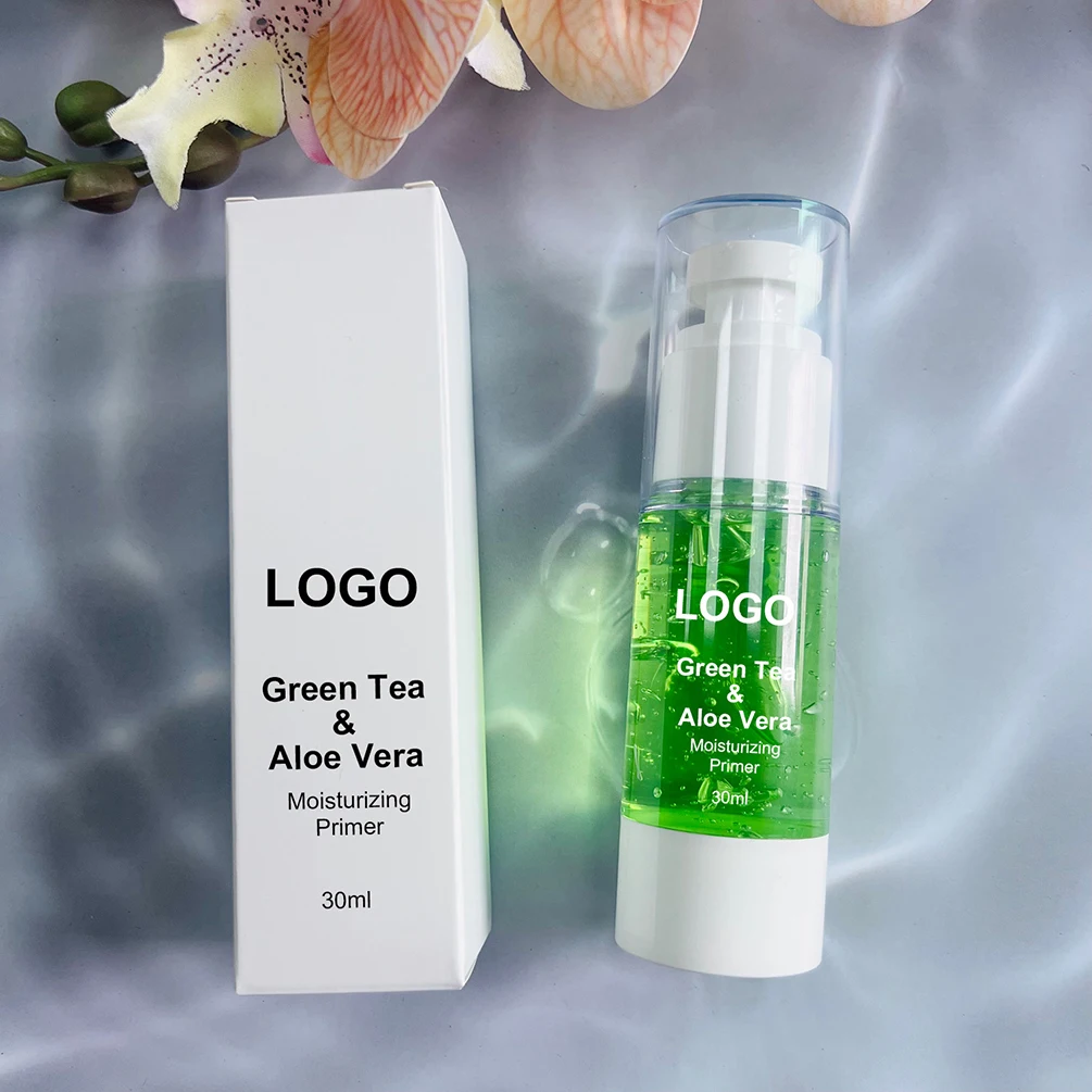 Gesichts grundierung Private Label Grüntee Aloe Vera lang anhaltende Öl kontrolle Feuchtigkeit creme pflegende benutzer definierte Logo Make-up Basis Großhandel