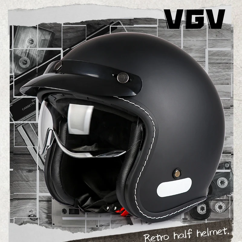 

Retro motorcycle half helmet With goggles cycling motorcycle helmet men's and women's breathable electric bike safety helmet