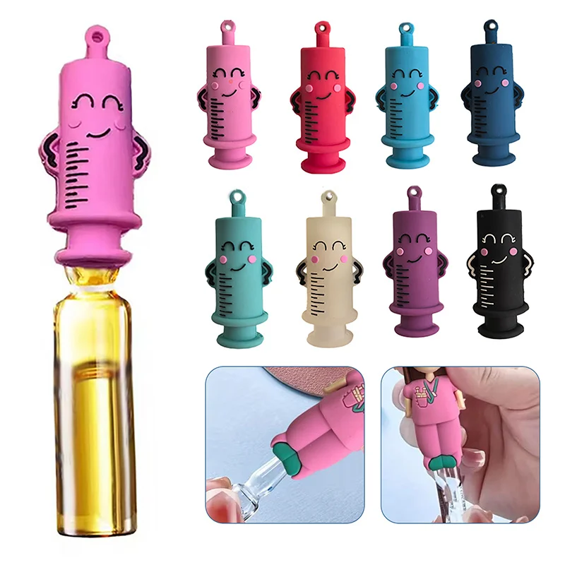 1PCS PVC Ampoule Bottle Opener Keychain Syringe-Shaped Cutter Nurse Doctor Aid Medication Vial Breaker Tool