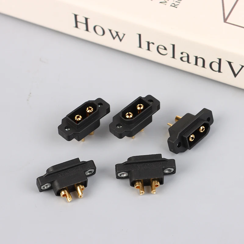 XT60EW-M/F Male And Female Waterproof Black Gold-plated Screw Hole Can Fix 3.5mm Aviation Model Lithium Battery Plug