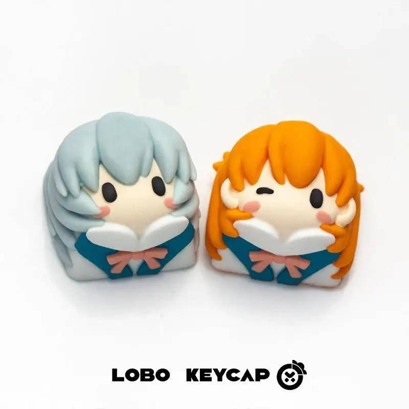 Evangelion Keycap Anime Kawaii Girl Q Version Asuka Resin Keycaps Cartoon Toy Ayanami Rei Personalized Keycaps Decorate Gift