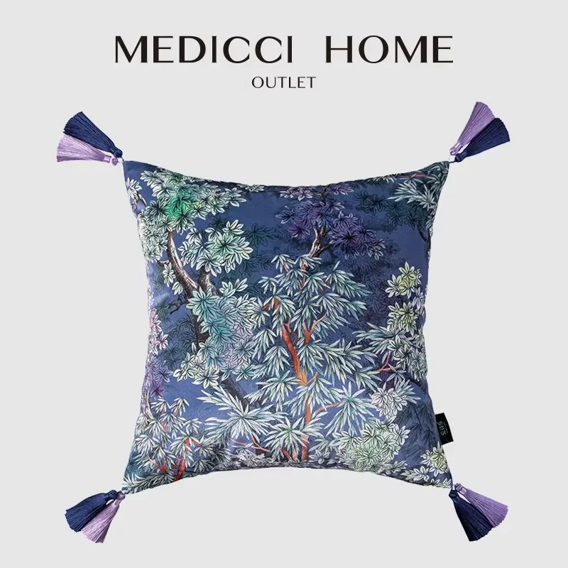 

Medicci Home Night Royal Garden Floral Bloom наволочка Шамс с кисточками Роскошный бархатный чехол для подушки Eeasten домашний декор