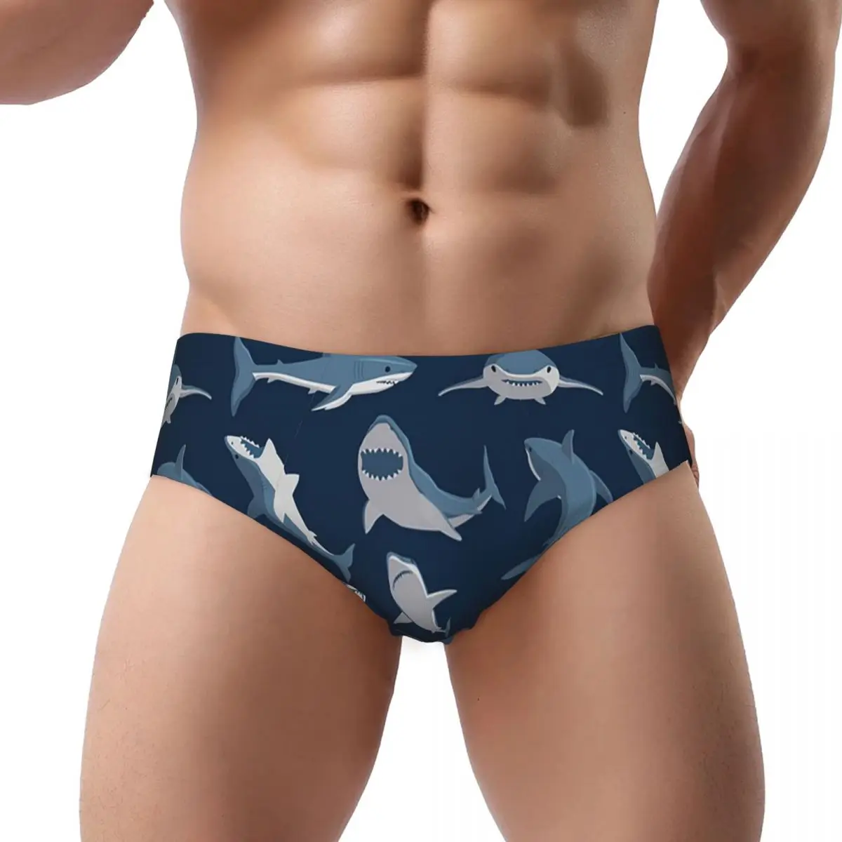 

Blue Shark Pattern Camo Camouflage Men Triangle Panties Ventilate Boxer Underpants Short Underwear for Homme Man Boyfriend Gifts