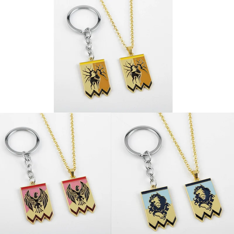 Game Fire Emblem Keychain Pendant Necklaces Fashion Three Houses Edelgard Fancy Battle Tag Pendant Key Rings Key Holder for Men