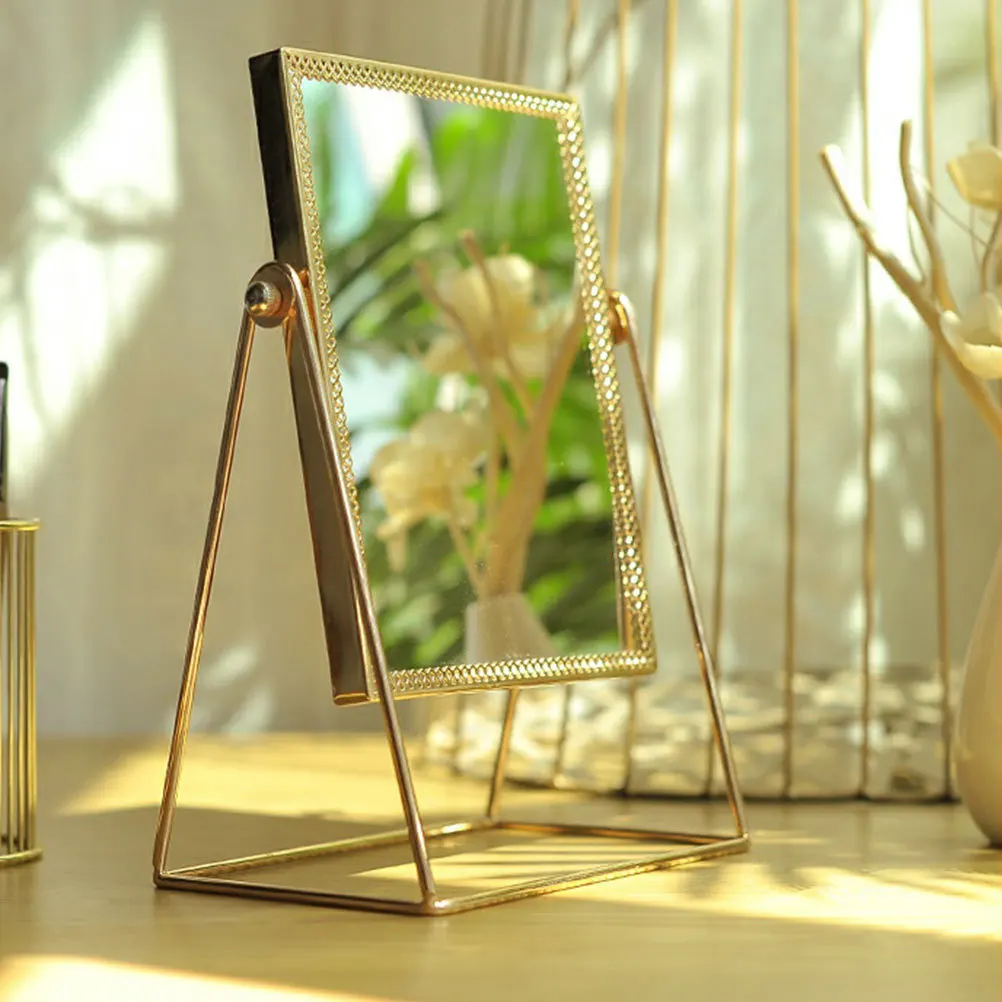 

1pc Desktop Makeup Mirror Square Flower Lace Mirror Decorative Mirror for Home (Random Color）