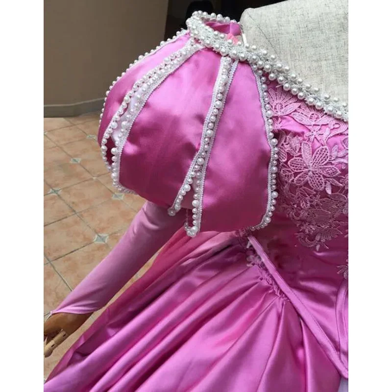 GelAriel-Robe Princesse Cosplay Rose pour Femme Adulte, Robe à Manches sulfavec Lacets Perlés, ixd'Halloween, Qualité Supérieure