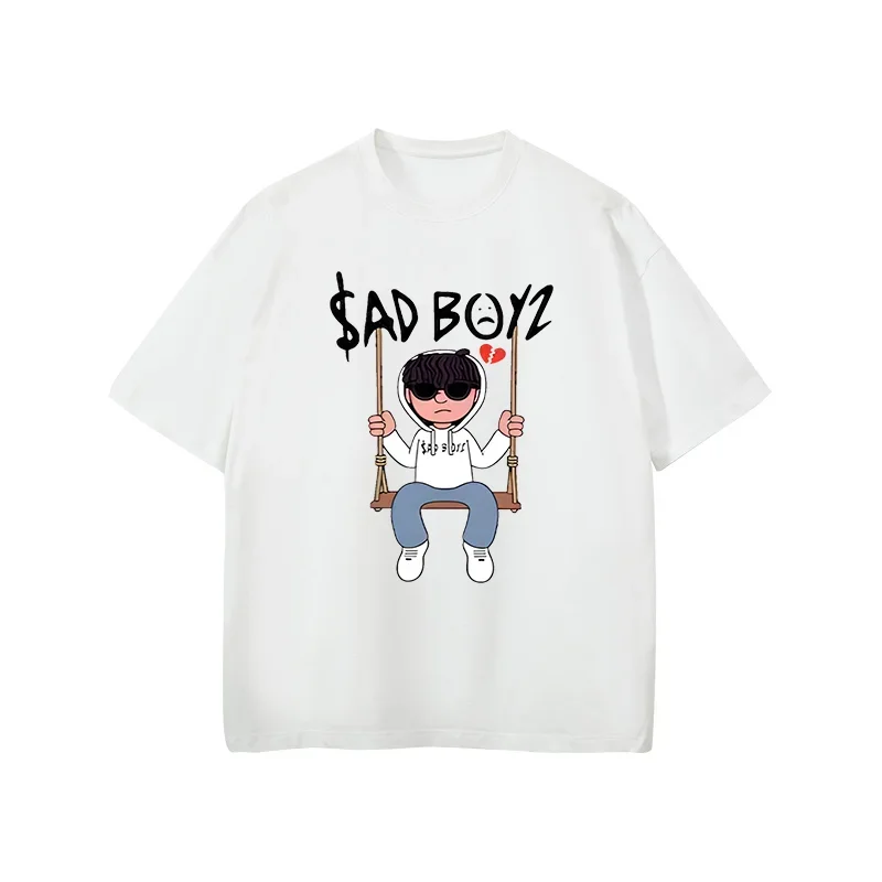 SAD BOYZ Letter Printed T Shirt Men Harajuku Trend Street Style T-shirt Summer T Shirt Graphic Top Tees Men's Clothing