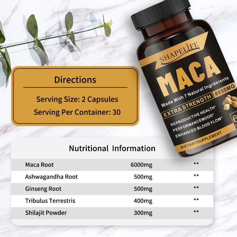 Strong Erection for Men Pills, Increase Size & Endurance,natural Tiger King Capsules Maca Root Ashwagandha Supplement 60 Tablets