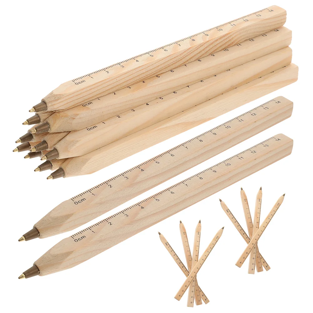 

20pcs Solid Wood Ballpoint Pens Black Ruler Carpenter Drafting Tools Professional Marking Supplies
