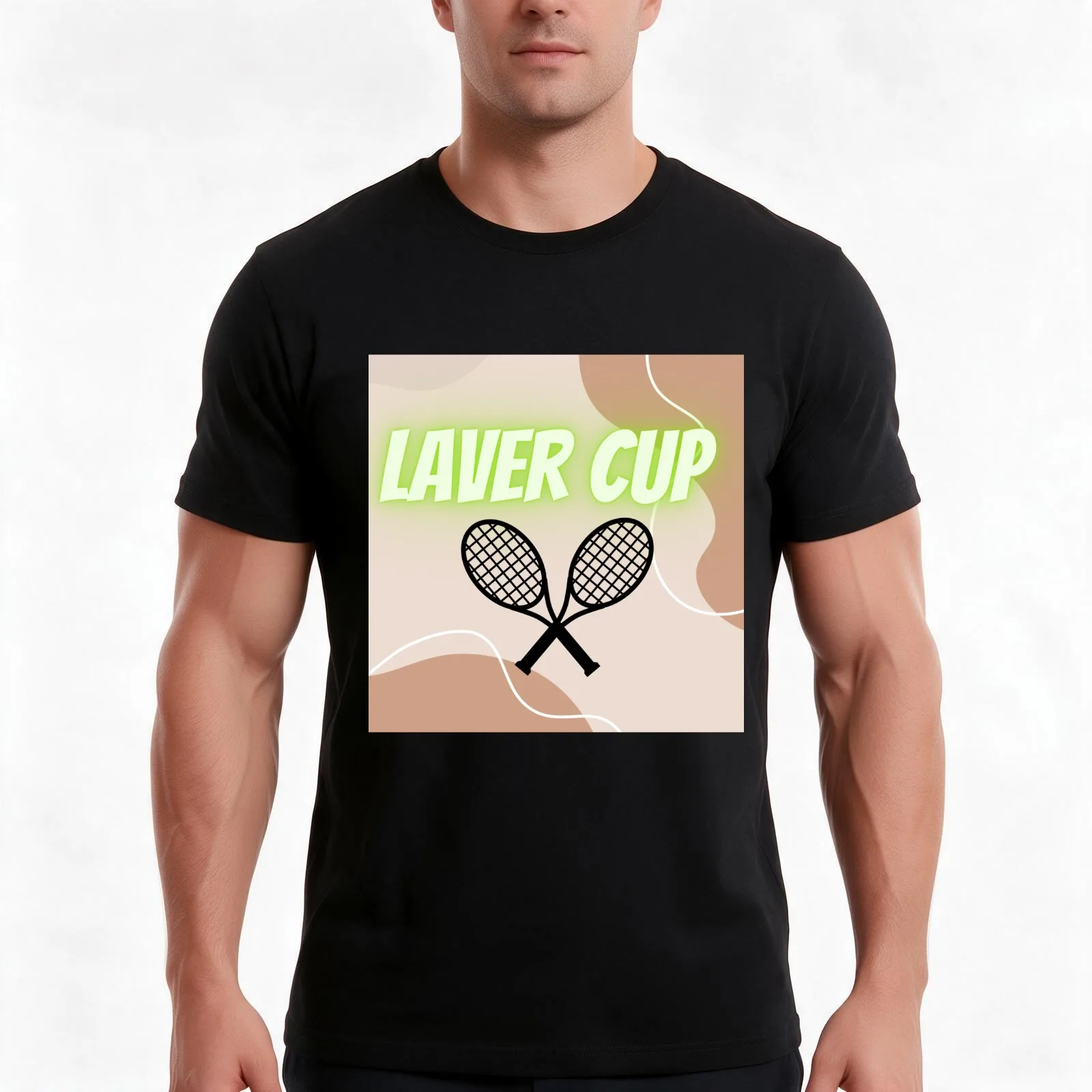 Laver Cup T-Shirt, Summer Casual Cotton Tee, Oversized Streetwear Tops, Vintage Graphic Print, Loose Fit Short Sleeve