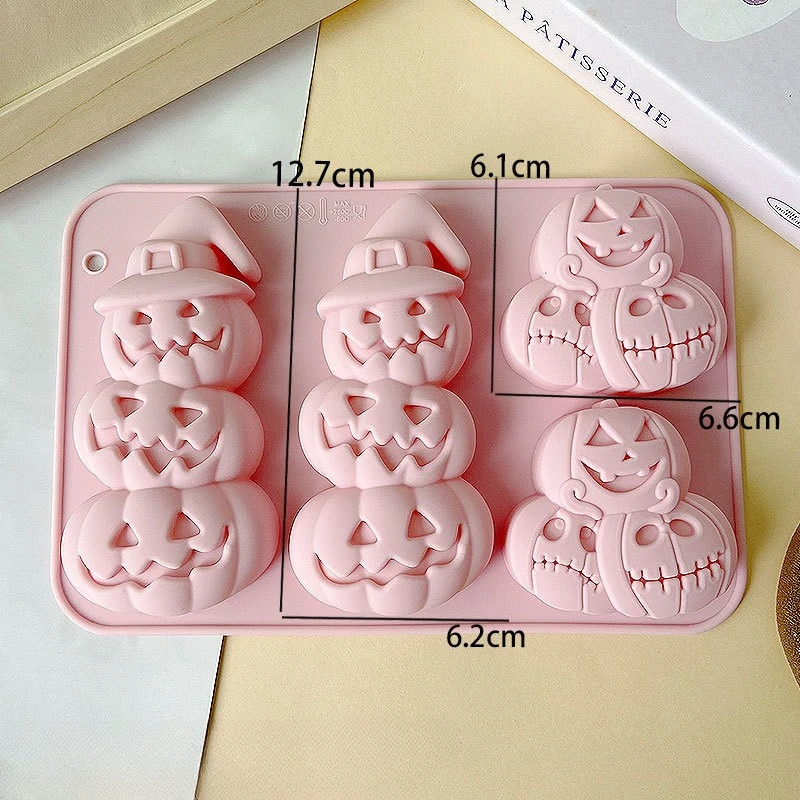 Halloween-Serie Silikonformen: Kürbiskopf, Fledermaus, Besen, Hexenhut – Fondant, Süßigkeiten, Eiswürfel, Schokoladenform, Pudding, Kuchendekoration – Detail 4