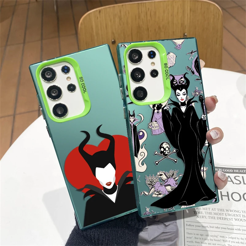 Disney Cute Maleficent For Samsung A71 A53 A52 A51 A50 A34 A32 A31 A30 A23 A21S A15 A13 A12 Colorful Silver Phone Case TPU Soft