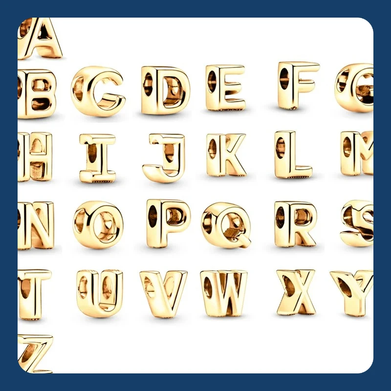

Полированные буквы A-Z бусины с алфавитом для Pandora, оригинальный европейский браслет из стерлингового серебра 925, ожерелье, ювелирные изделия своими руками для женщин