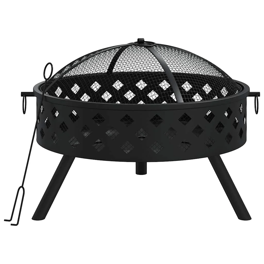 Brasero de leña de 58 cm XXL de acero con palanca para jardín, patio y camping al aire libre