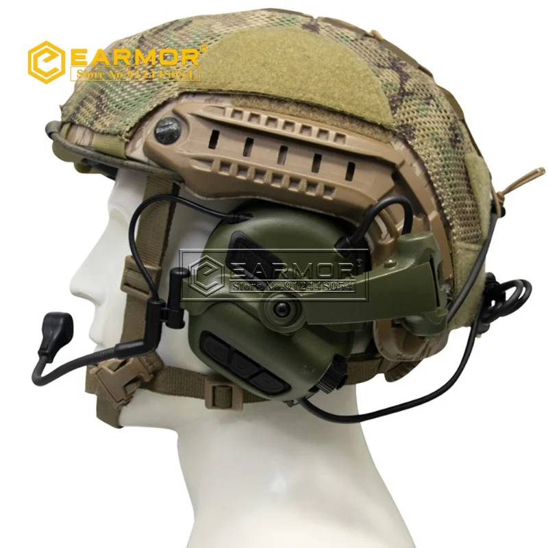 EARMOR M32X-Mark3 MilPro Standards Headset Electronic Noise Reduction Amplifying Pickup Communication for RAC Rails