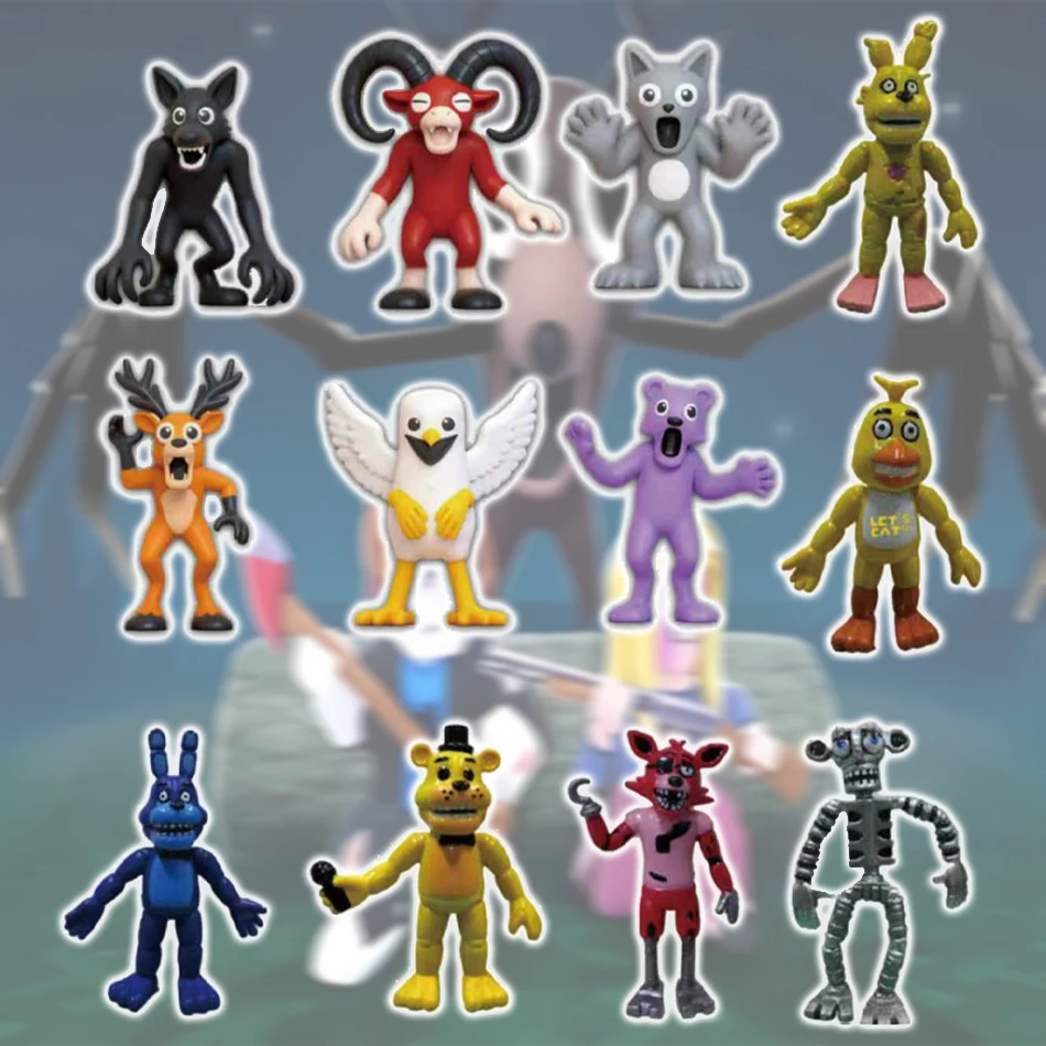 12pc/set 99 Nights in The Forest Figures Figurine Owl Goat Wolf Deer Monster Figurine PVC Collection Desktop Decoratie Model Toy