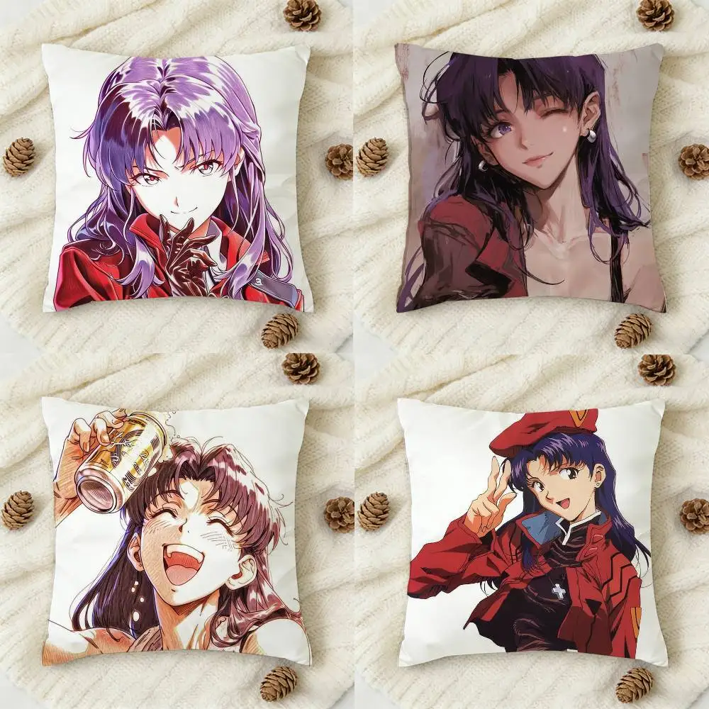 

M-Misato Katsuragi Anime Double-sided Printed Square Decorative Cushion Cover for Sofa Living Room Home Decor