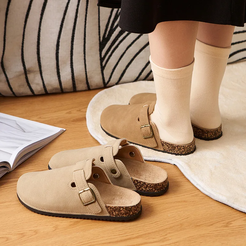 Women's Shoes Women's Closed Toe Slippers Cow Suede Leather Clogs Women's Sandals Retro Fashion Garden Mule Clog Slide New